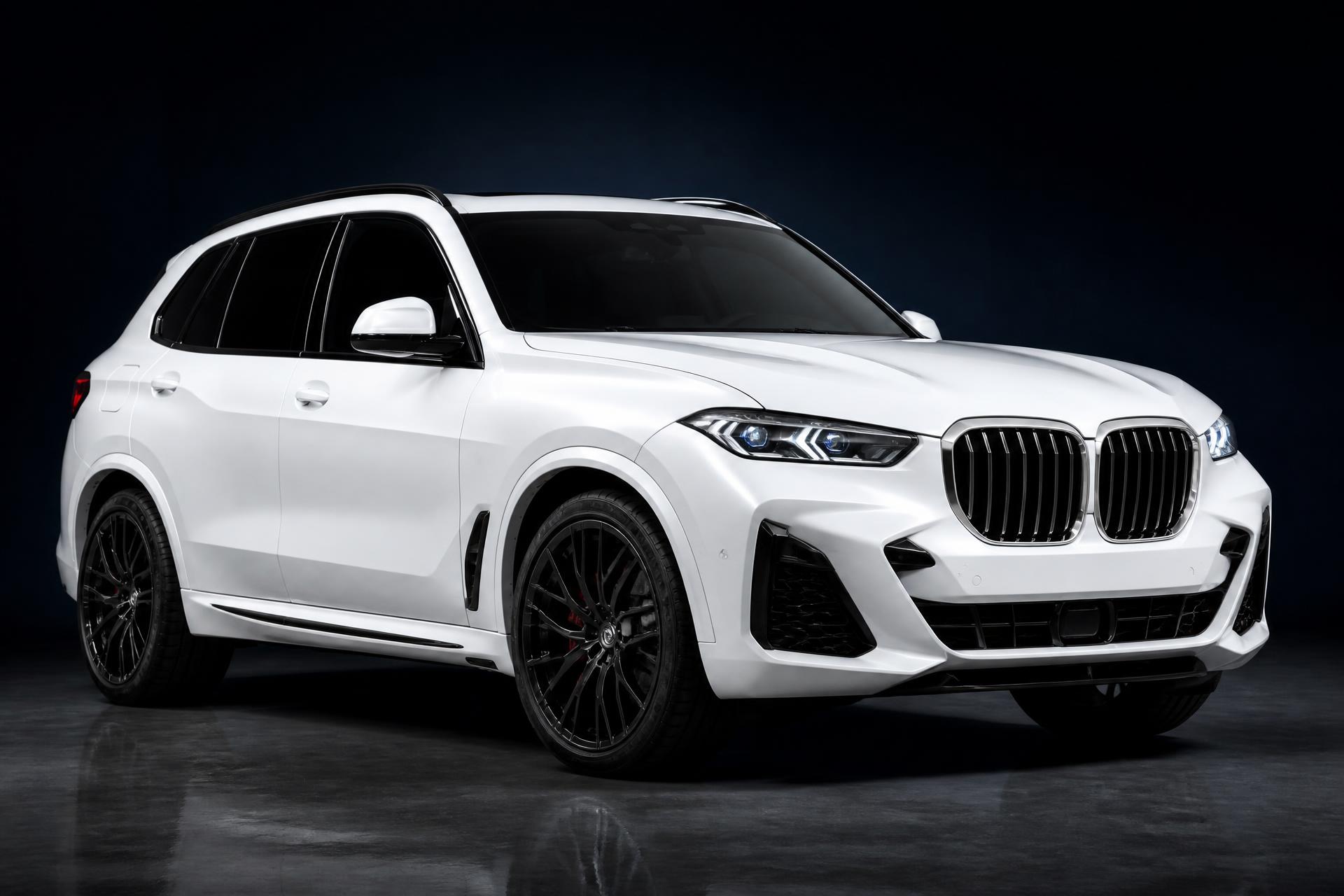 White luxury performance SUV in cinematic studio lighting